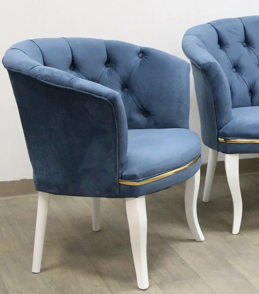 Fotoliu Milano, albastru, picioare albe, Homs