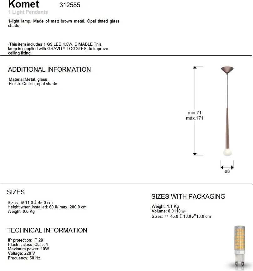 Lustra/ Pendul design modern Komet cafeniu