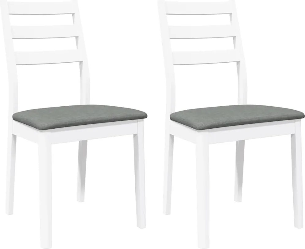 vidaXL Scaune de sufragerie cu perne 2 buc cauciuc din lemn masiv alb