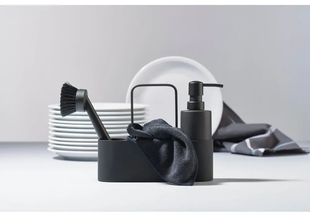 Suport pentru accesorii de spălat negru din plastic/din silicon Singles – Zone