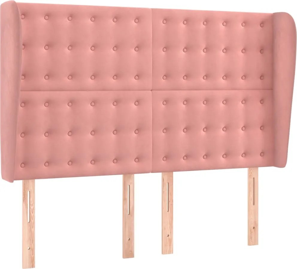 vidaXL Tăblie de pat cu aripioare, roz, 147x23x118/128 cm, catifea