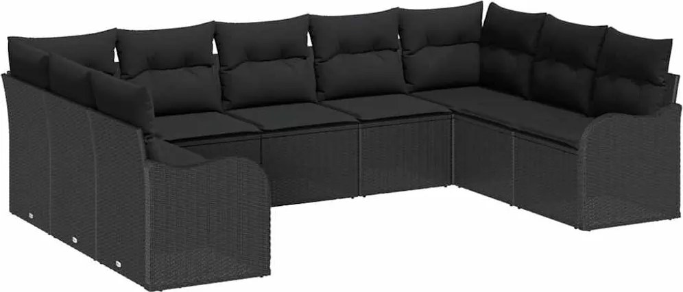 vidaXL Set de canapele pentru grădină Negru poliratan