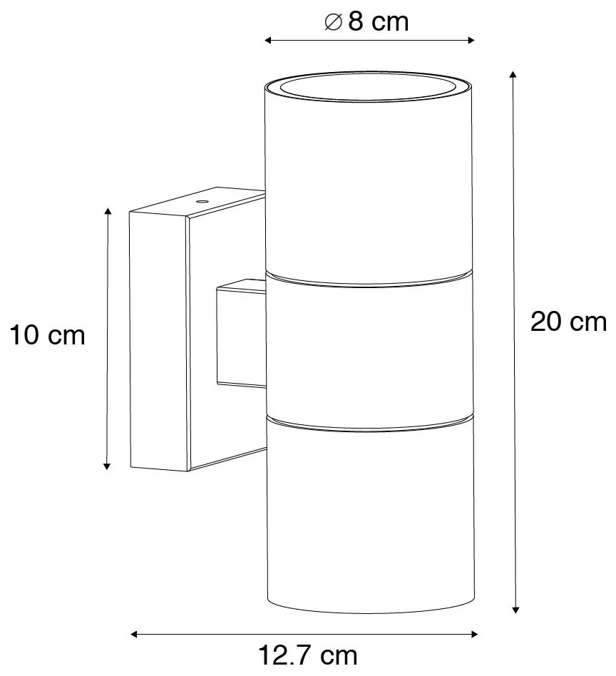 Aplica de perete exterioară modernă neagră cu 2 lumini AR70 IP44 - Duo