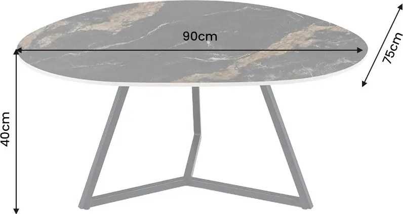 Masuta de cafea cu blat ceramic Aurora Oro MARVELOUS 90cm