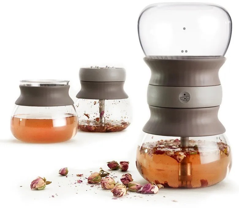 Ceainic maro deschis cu filtru din sticlă 500 ml – Lékué