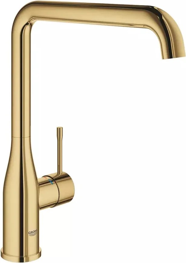 Baterie bucatarie Grohe Essence pipa rotativa auriu lucios Cool Sunrise