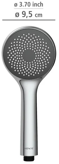 WENKO 23991100 - Cap de duș Sistem de economisire a apei, 9,5 x 9,5 cm, crom lucios/gri