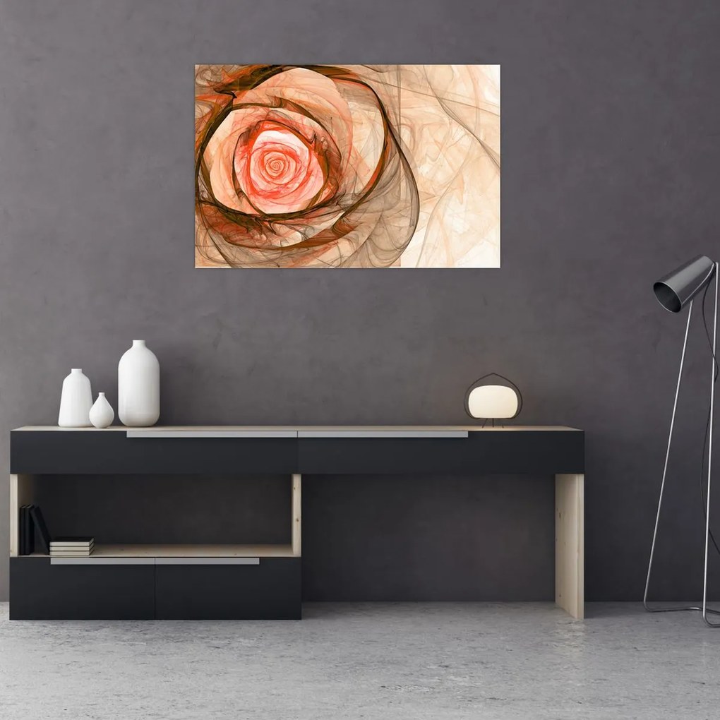 Tablou - Abstract trandafir roz cu fundal alb (90x60 cm)