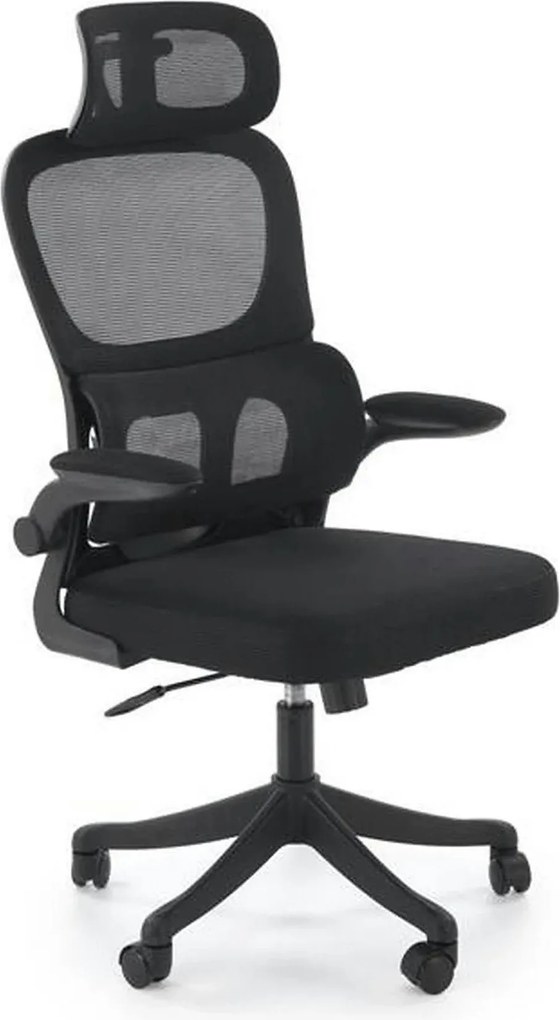 Scaun birou SOREN, negru, stofa clasica/plastic, 62x62x116/124 cm