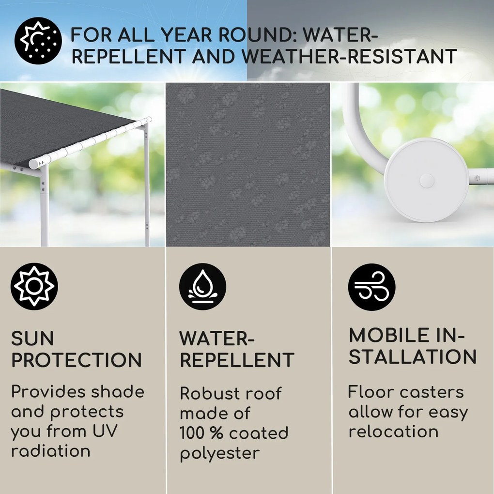 Blumfeldt Nantes, foișor, baldachin, parasolar, 3x3m, poliester, cadru din oțel, UV50+, roți de podea