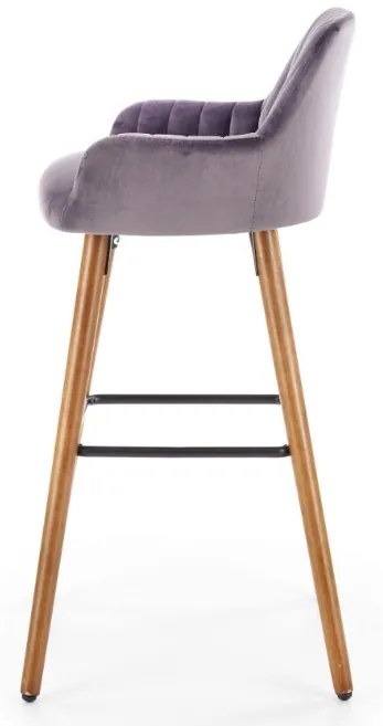 Scaun bar catifea H-93 gri inchis - H 98 cm