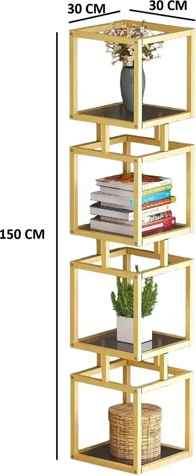 Biblioteca Art din metal culoare auriu 150 cm