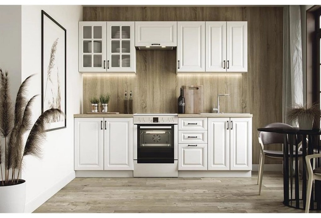 Bucatarii moderne pe lung Elizabeth, alb, 240 cm