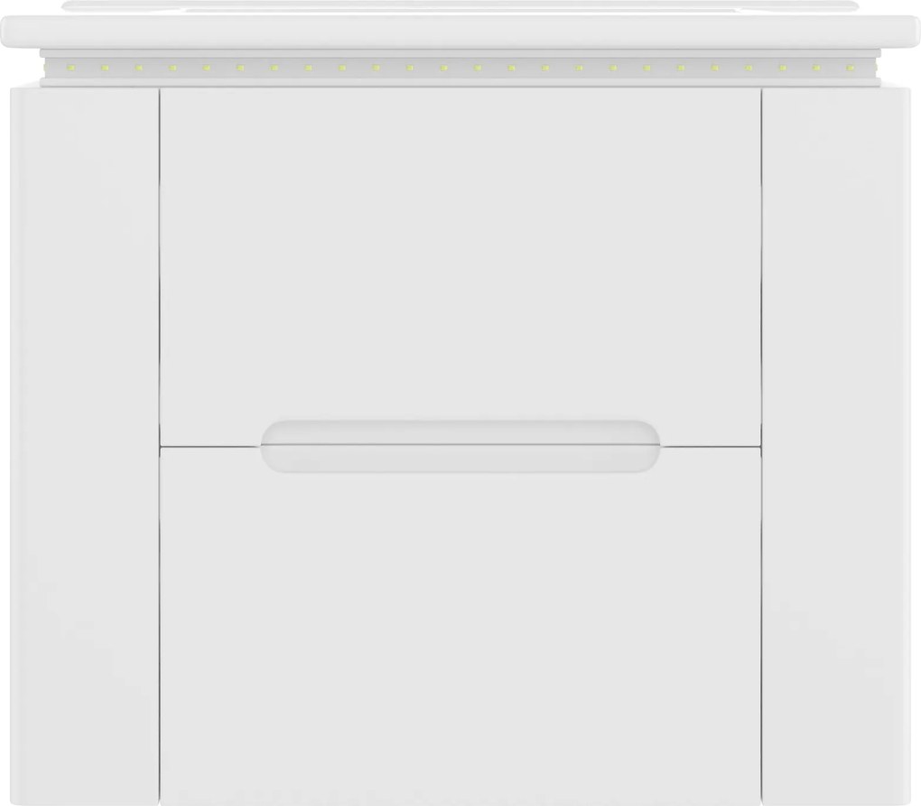 Dulap de baie suspendat cu iluminare LED cu senzor radar, două sertare și rafturi laterale, 61x46x50 cm, Alb