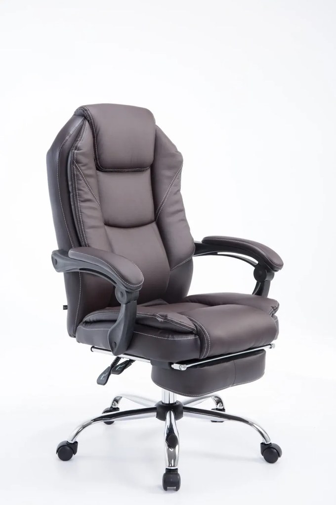 RESIGILAT- Scaun directorial cu suport picioare, SIB 2272, Piele ecologica, Maro Închis