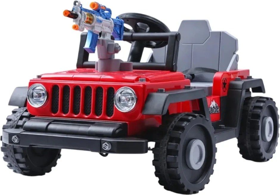 Kart Electric 2-in-1 NOVOKIDS TransformX, transformabil in masinuta electrica copii, baterie 24V, 2 motoare 380W, Roti EVA, Lumini LED, Muzica, Rosu