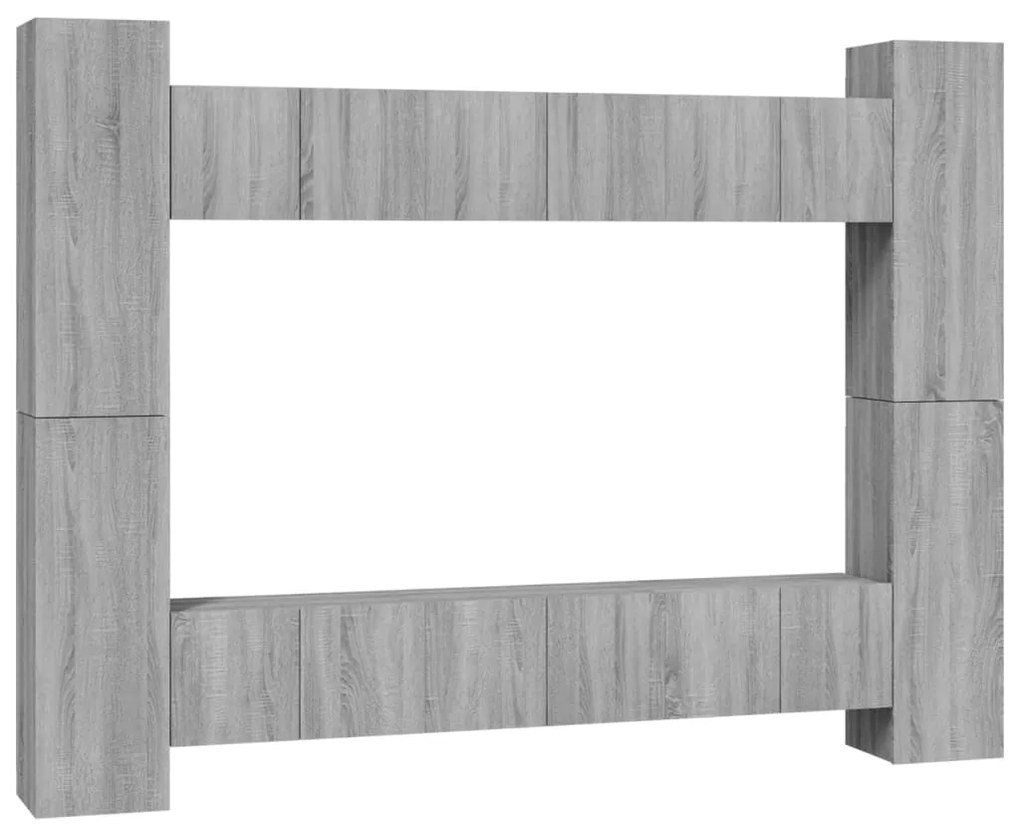 3120219 vidaXL Set dulapuri TV, 10 piese, gri sonoma, lemn compozit