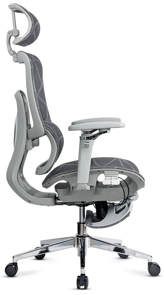 Scaun ergonomic pentru birou gri cu mesh și brațe reglabile 4D  SYYT 9520