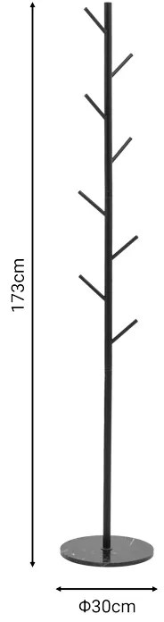 Cuier tip pom Fori Pako World Negru 30x30x173 cm