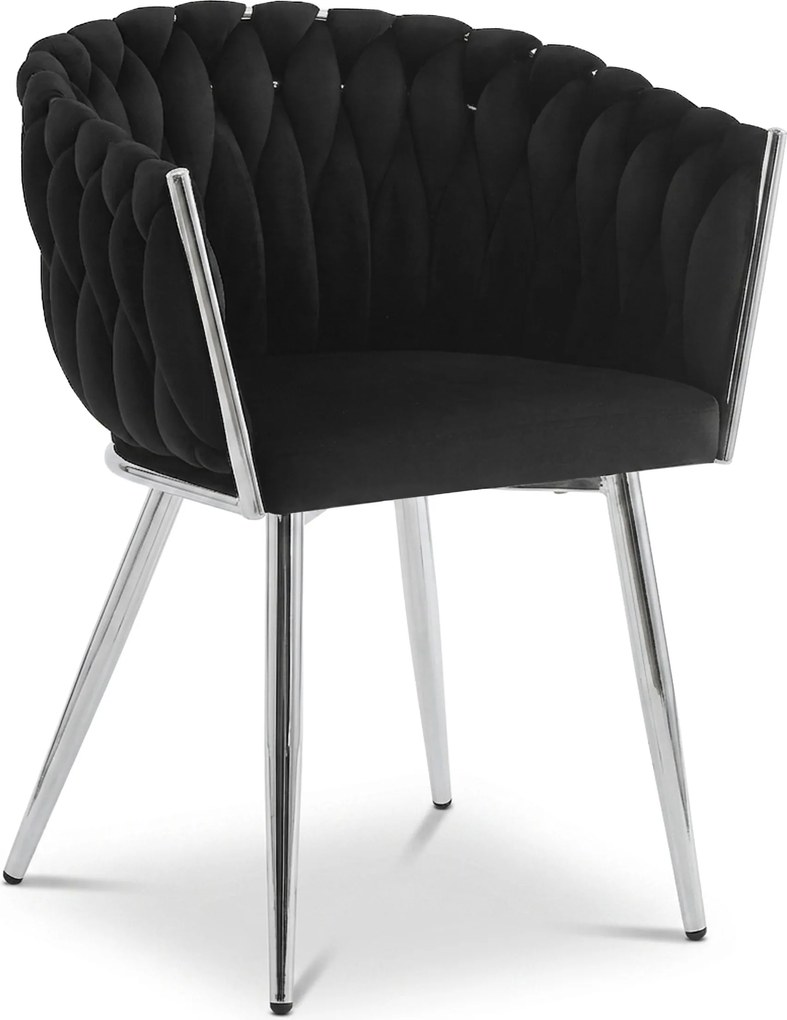 Scaun Dining Tip Fololiu Mira Catifea Negru, Picioare Crom