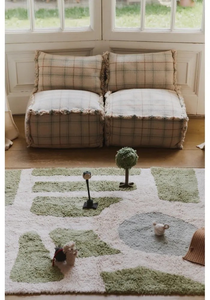 Covor de joacă pentru copii verde-crem din bumbac 90x130 cm Hyde Park – Lorena Canals