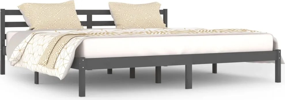 vidaXL Cadru de pat, gri, 200x200 cm, lemn masiv de pin