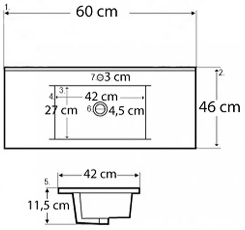 Mobilier de baie inferior Porto 60 cu lavoar în culoarea ulmului Rauna