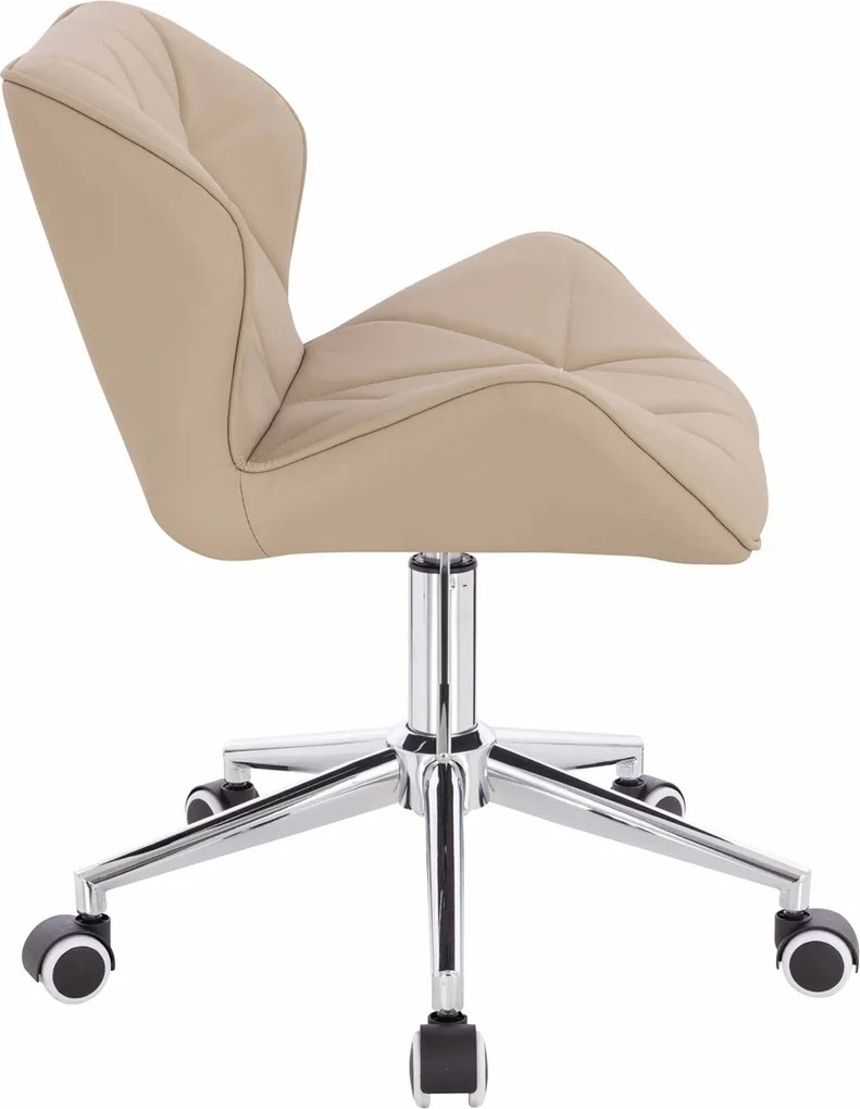 HR111K Scaun Crem Piele Ecologica Premium Soft cu Bază Cromata