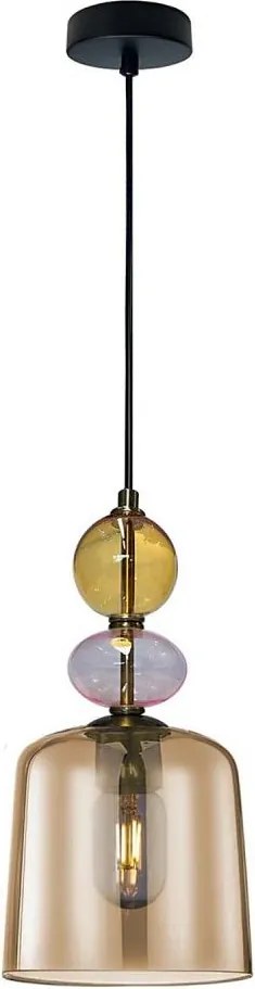 Lustră suspendată pe cablu TROPEA 1xE27/15W/230V negru/fumuriu bej/roz