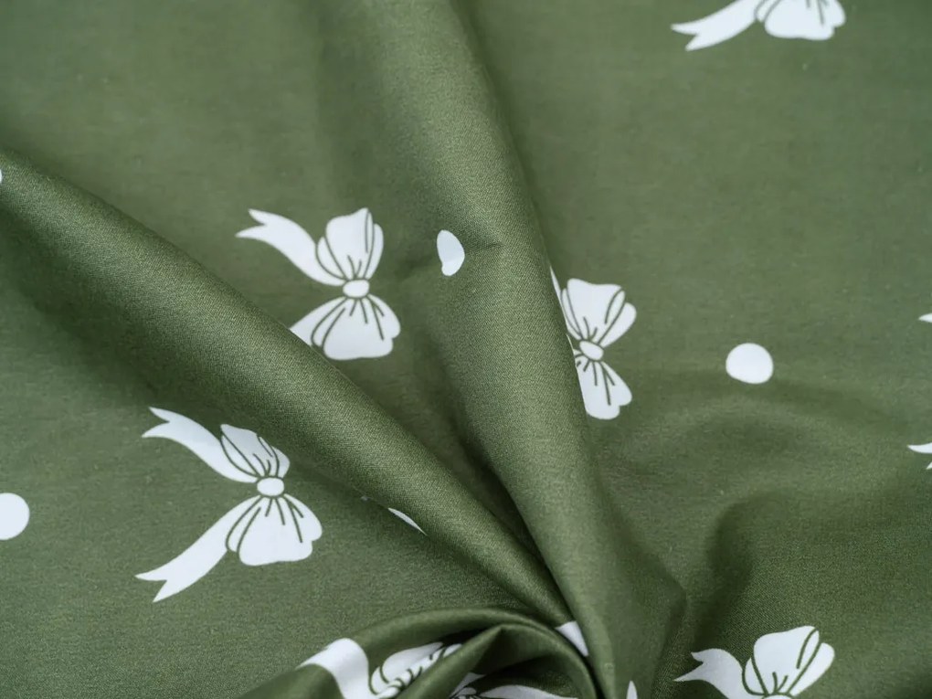 Lenjerie din microflanel WHITE BOW verde Dimensiune lenjerie de pat: 70 x 90 cm | 140 x 220 cm