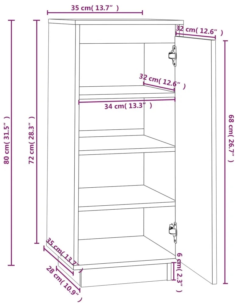 Pantofar, alb, 35x35x80 cm, lemn masiv de pin Alb, 1, 1