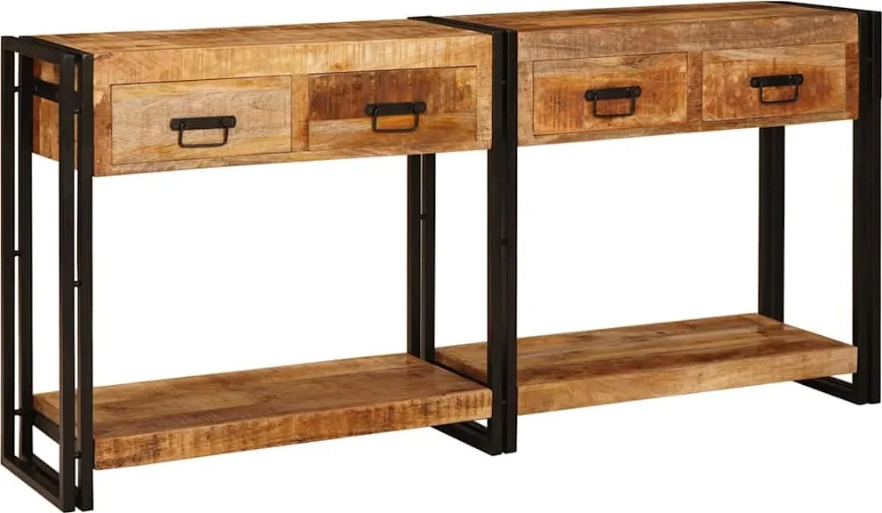 vidaXL Mese consolă 2 pcs Maro 161 x 33 x 75 cm Lemn de mango solid