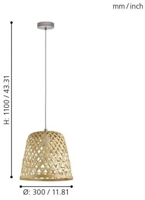 Eglo 55696 - Pendul suspendat pe cablu KIRKCOLM 1xE27/60W/230V bej