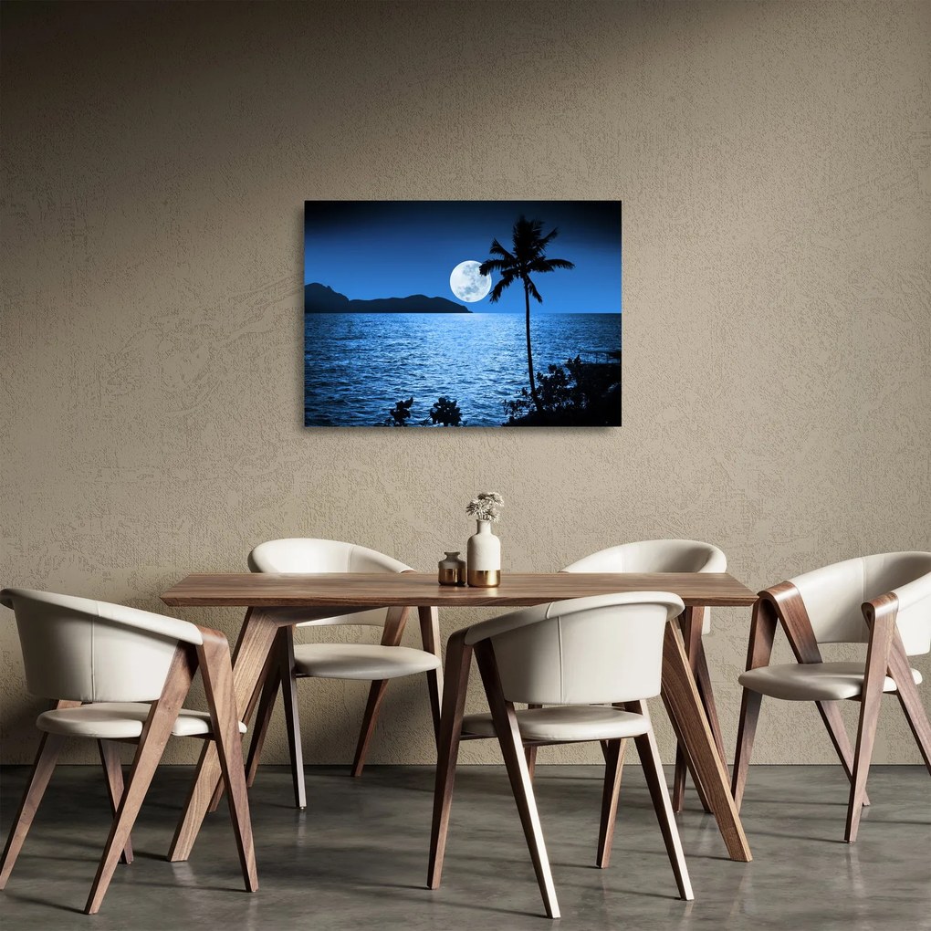 Tablou pe sticlă - Luna deasupra nivelului mării (70x50 cm)