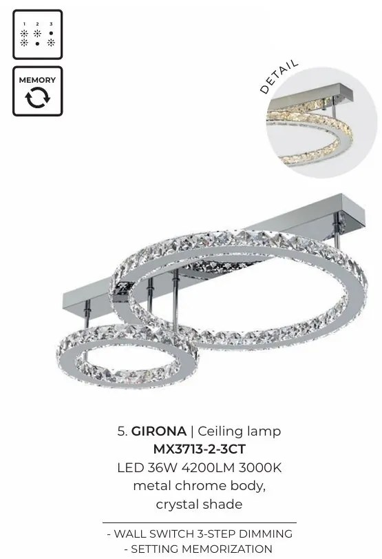 Lustra LED aplicata design modern Girona crom