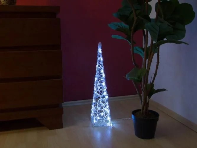 Decor de Crăciun piramidă acrilică 60 cm-alb rece,pe baterie