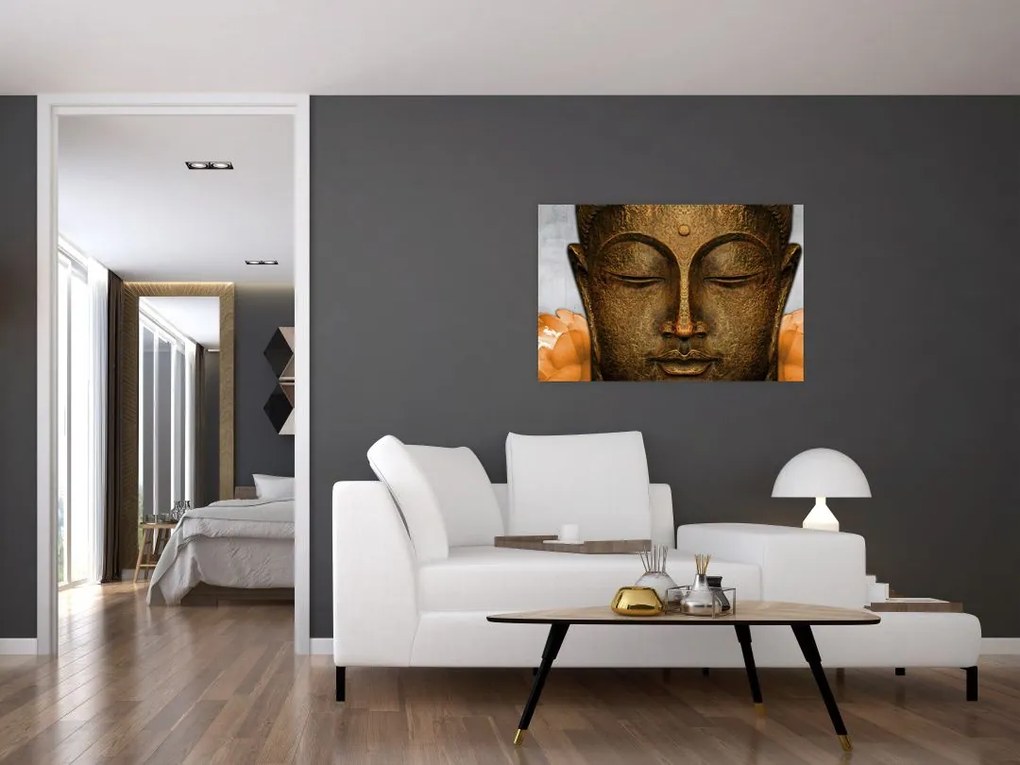 Tablou cu statuie cu detaliu a feței (90x60 cm)