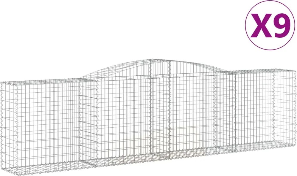 vidaXL Coșuri gabion arcuite 9 buc, 400x50x100/120 cm fier galvanizat