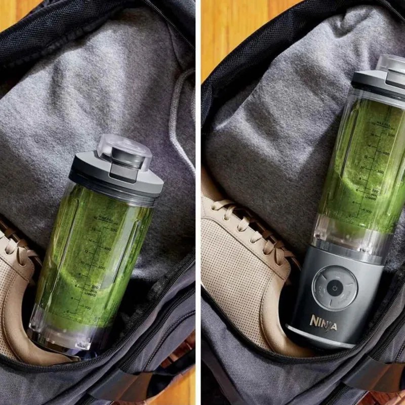 Blender portabil Ninja Blast Max BC251EUGY, 14.4W, 11.1V, 570 ml, 19000 rpm, Zdrobire gheata, Pana la 25 de cicluri, Fara BPA, Gri