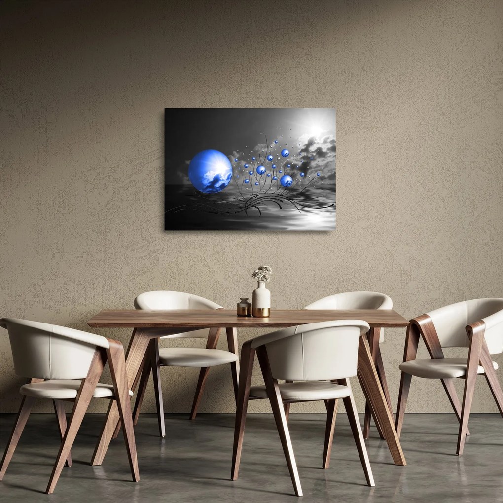 Tablou pe sticlă bilelor albastru închis (70x50 cm)