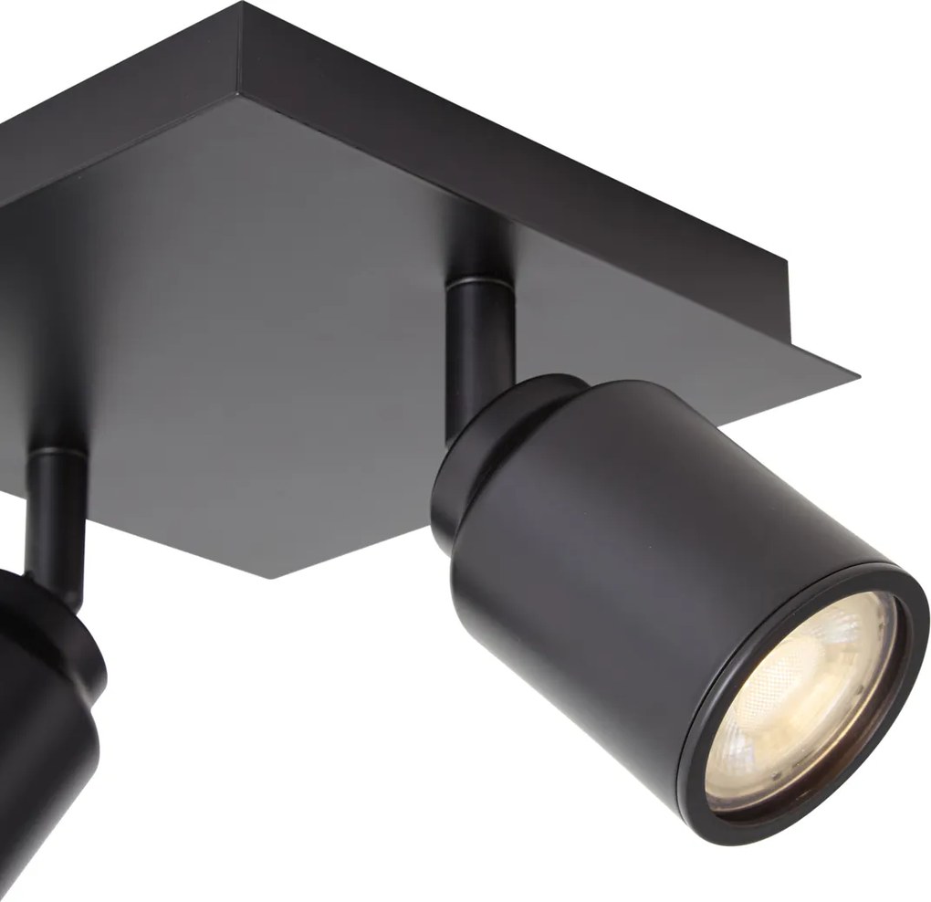 Spot modern pentru baie negru pătrat cu 2 lumini IP44 - Ducha