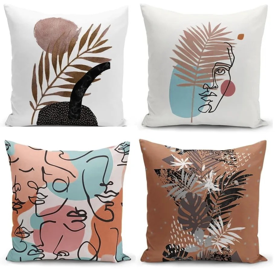 Set 4 fețe de pernă Minimalist Cushion Covers Cesso, 45 x 45 cm