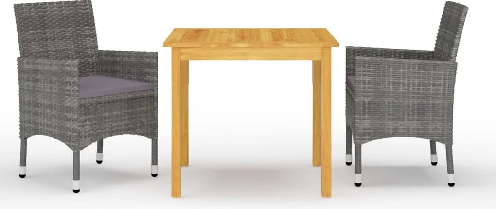 vidaXL Set mobilier de grădină, 3 piese, gri