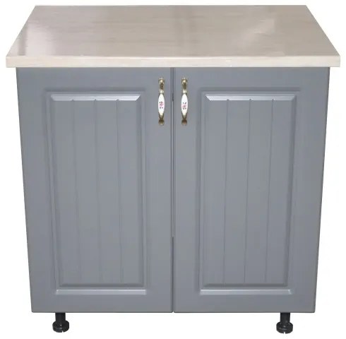 Masca pentru chiuveta cu 2 usi 80 cm Zebra, Alb/MDF Gri cu blat Travertin, 80 x 85 x 60 cm