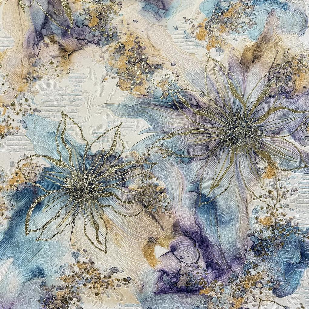 Tapet floral vinil expandat, albastru, model Ernest 5824-03