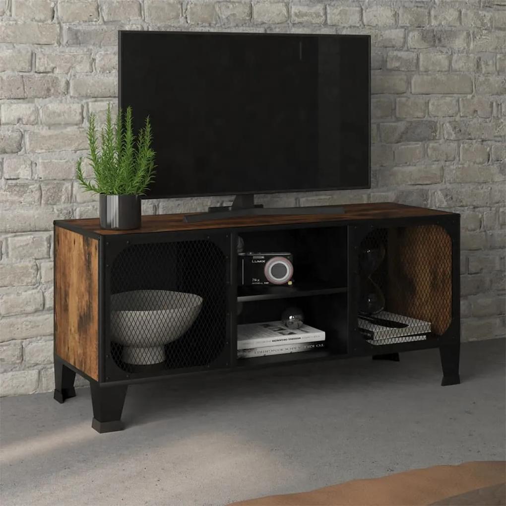 Dulap TV ,maro,105x36x47 cm,metal si MDF 1, rustic brown