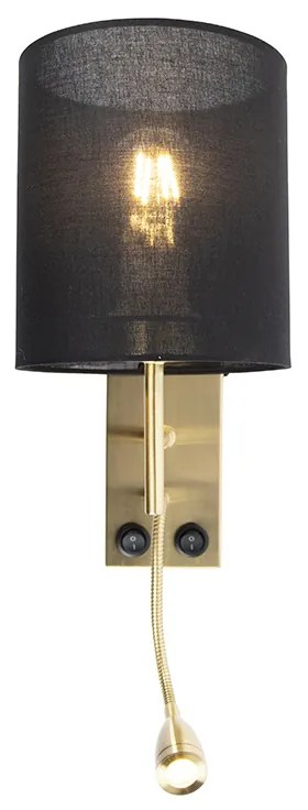 Aplică Art Deco neagră cu abajur din bumbac negru - Stacca