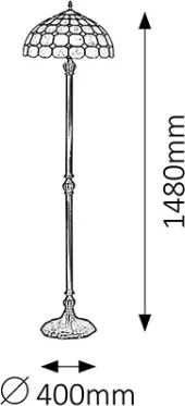 Brilagi - Lampă de podea Tiffany din vitralii DORAN 2xE27/60W/230V