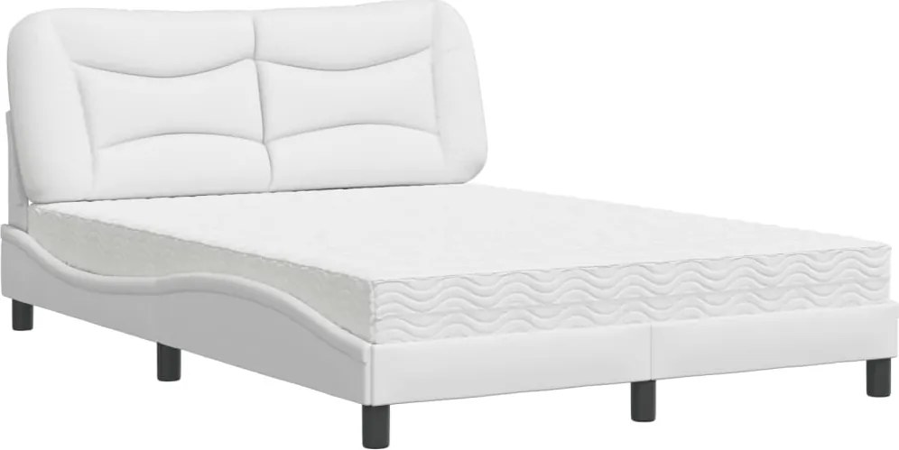 vidaXL Pat cu saltea, Hvar, alb, 120x200 cm, piele ecologică