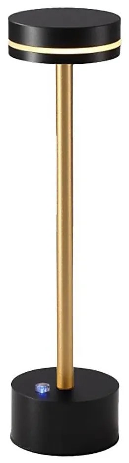 Lampă de birou LED reîncărcabilă, cu reglaj al intensității, SAM, 5W/5V, 3600 mAh, negru/auriu